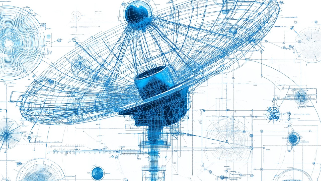 Digital representation showing critical space telecommunications infrastructure connections.