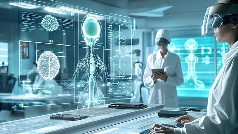 image of scientists working on a virtual brain