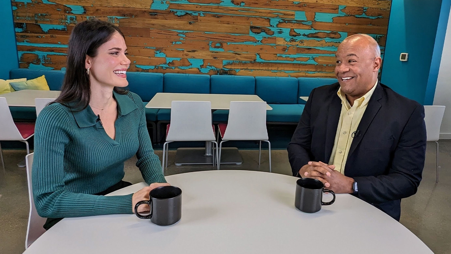 Joanna Guy and Kenny Smith interviewing together